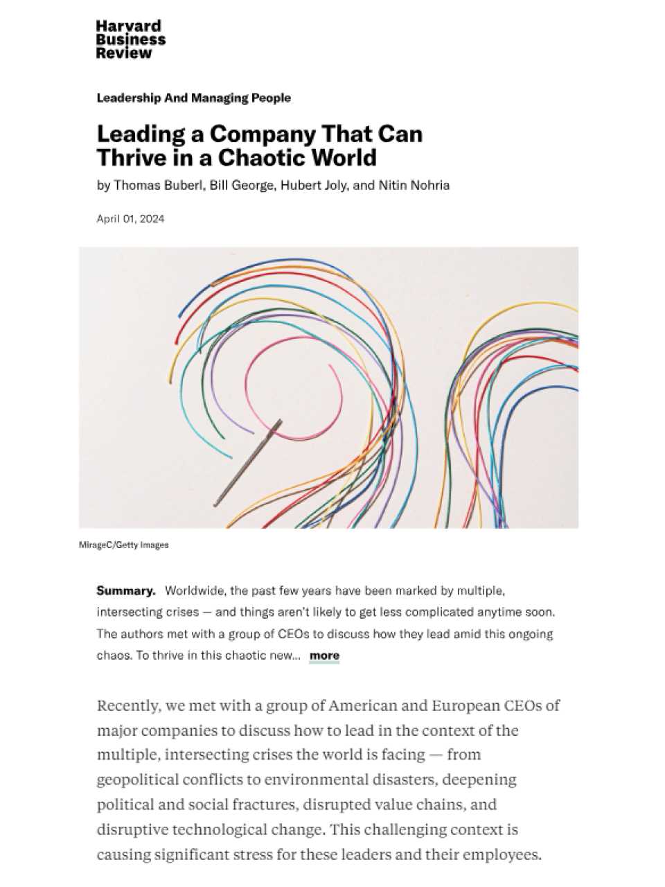 Leading a Company That Can Thrive in a Chaotic World