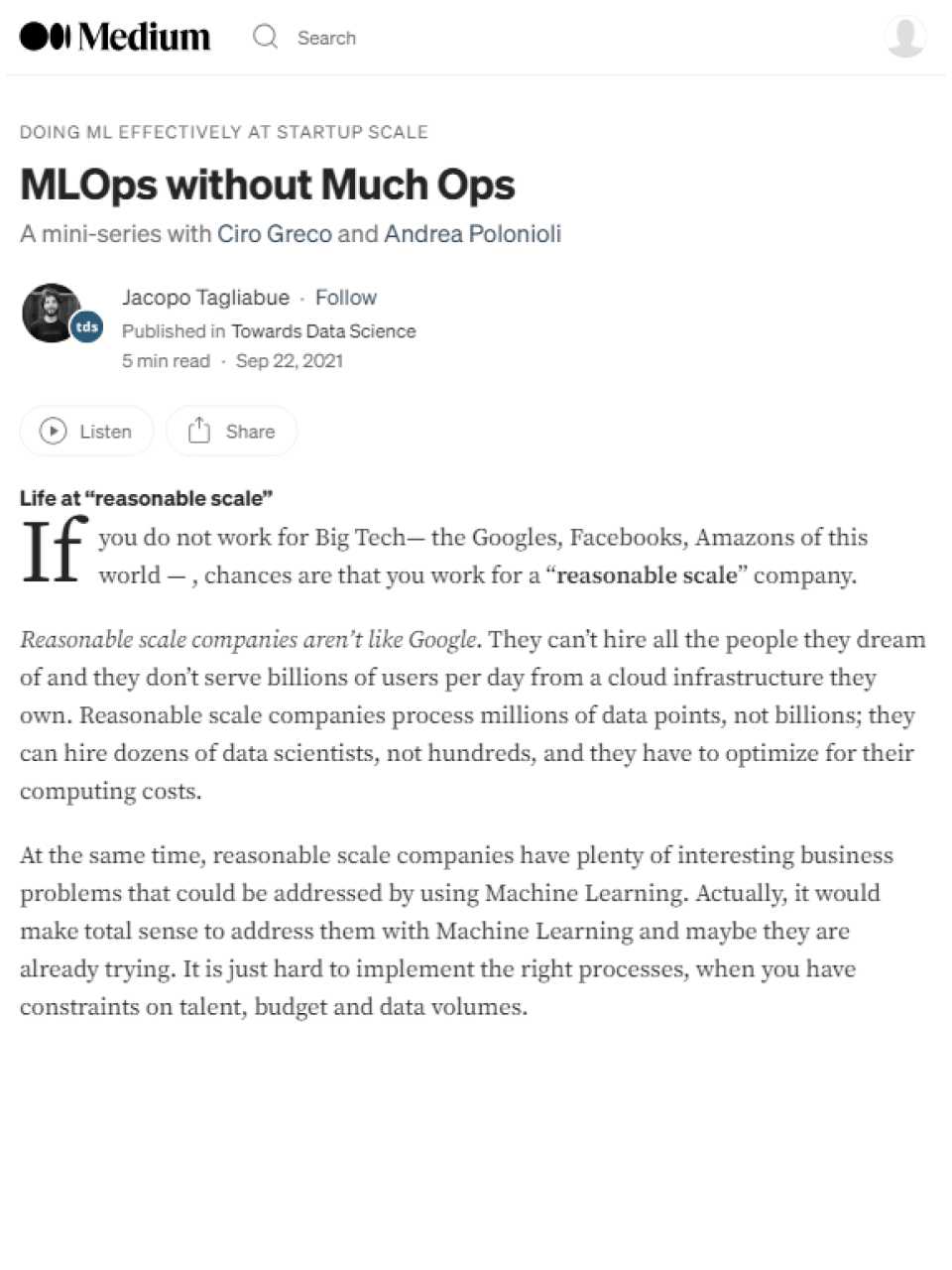 MLOps without Much Ops
