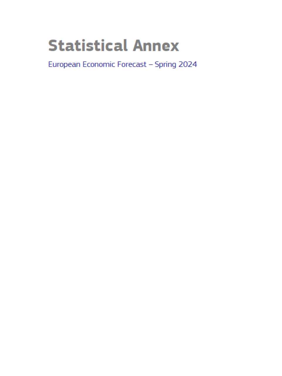 Statistical Annex - European Economic Forecast - Spring 2024