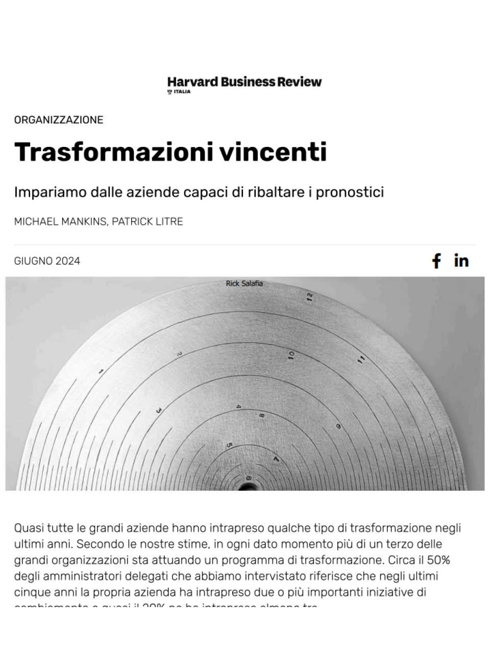 Trasformazioni vincenti