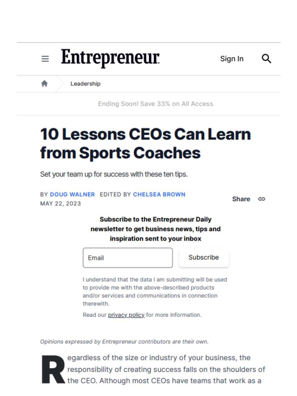 10 Lessons CEOs Can Learn from Sports Coaches