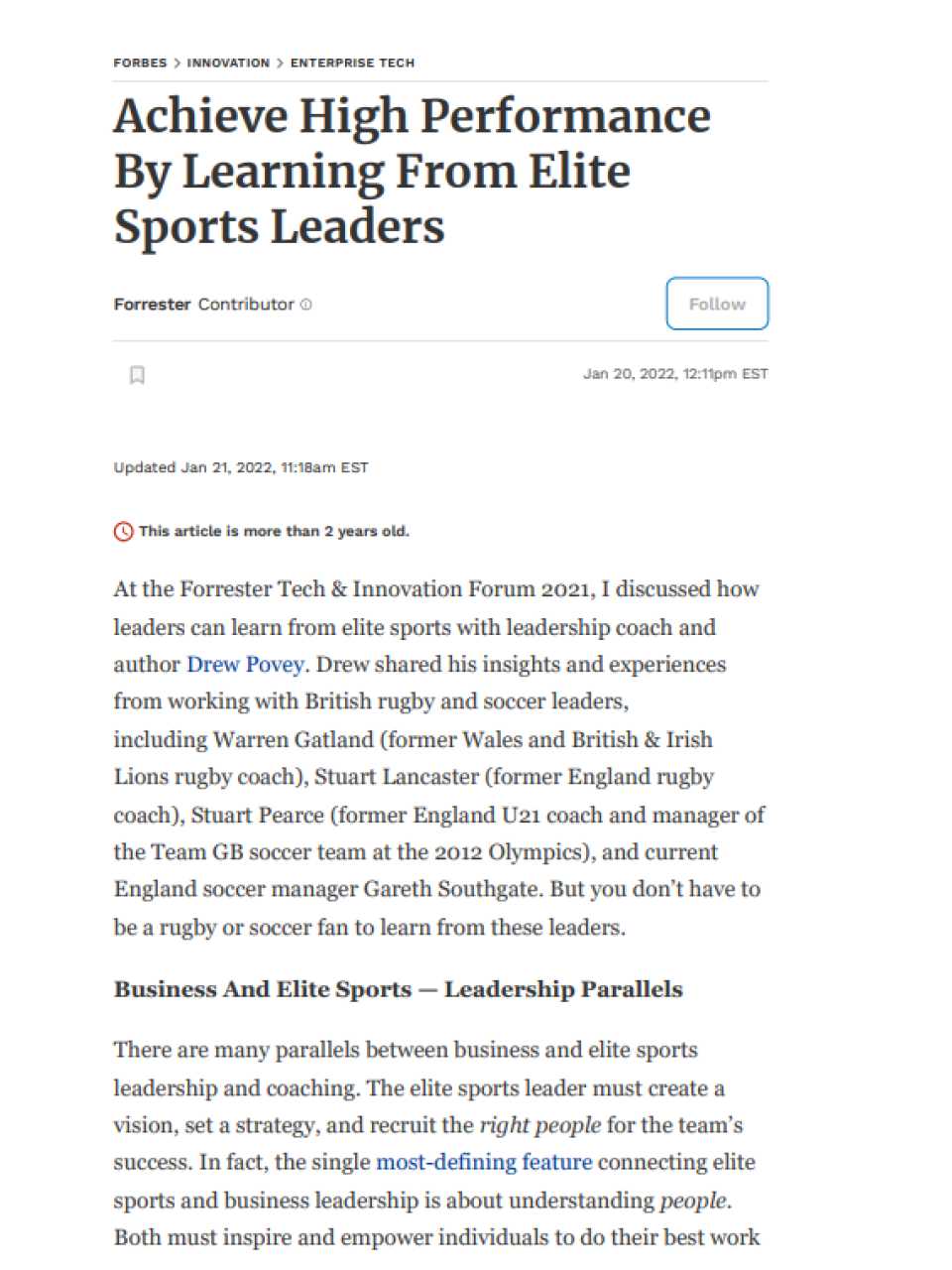 Achieve High Performance By Learning From Elite Sports Leaders