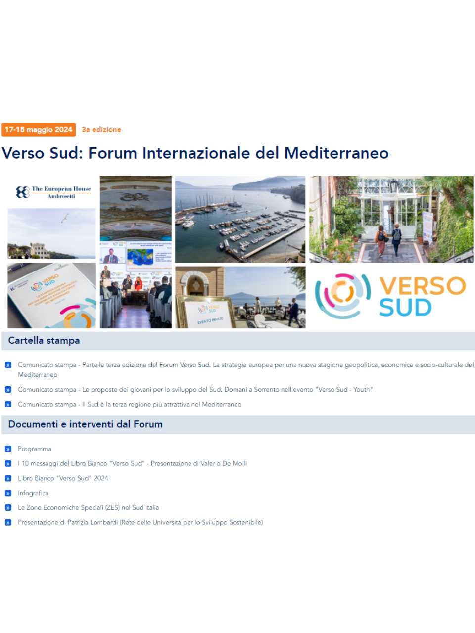 Verso Sud: Forum Internazionale del Mediterraneo