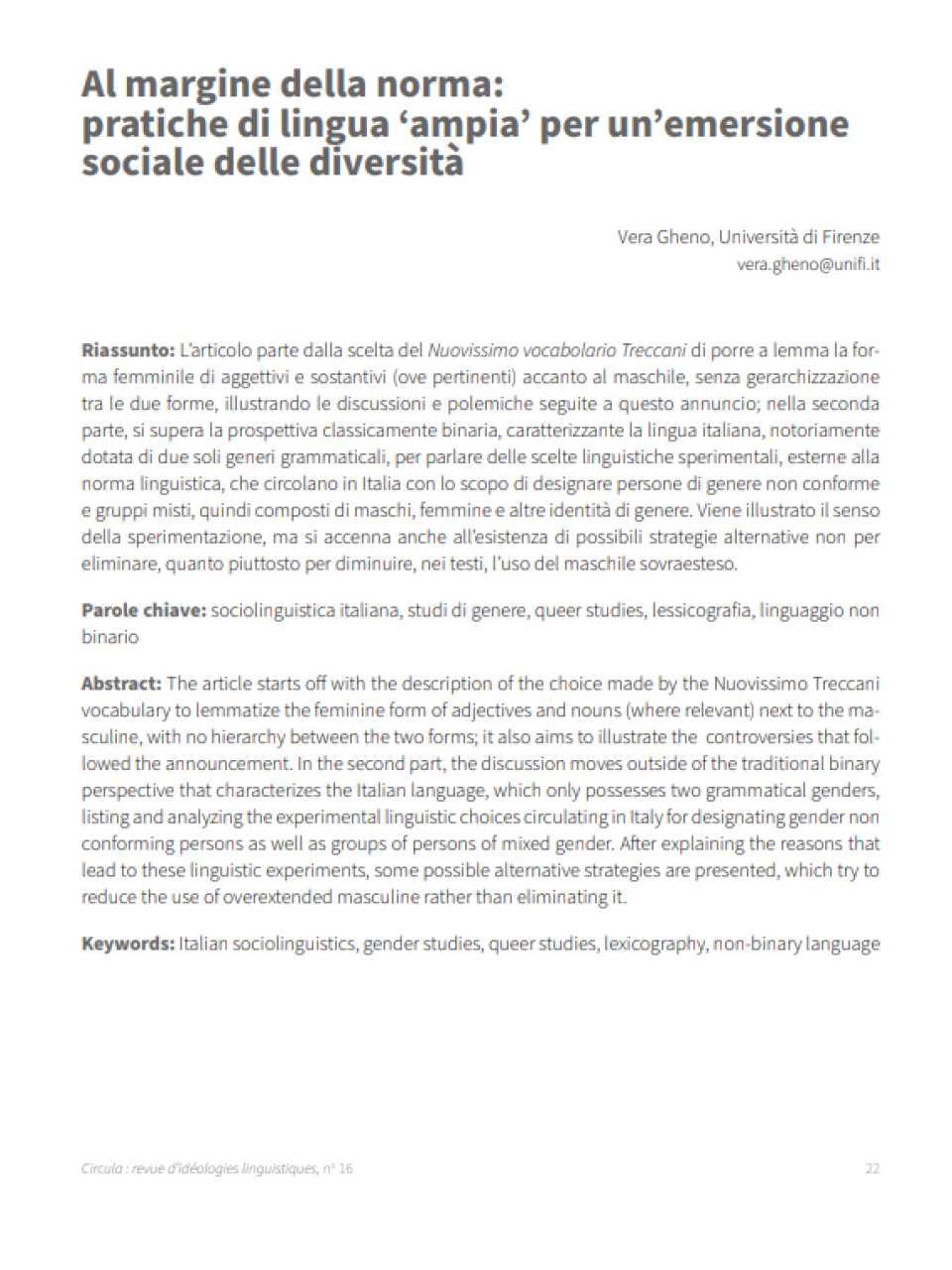 Al margine della norma: pratiche di lingua ‘ampia’ per un’emersione sociale delle diversità