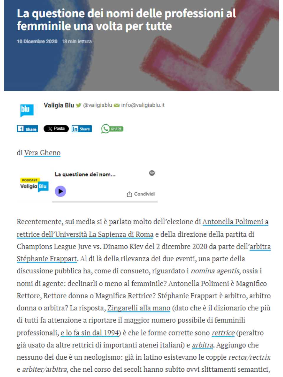 La questione dei nomi delle professioni al femminile una volta per tutte