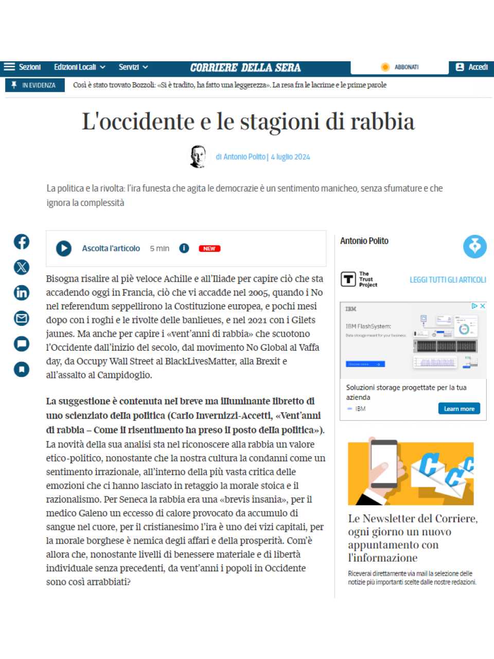 L'occidente e le stagioni di rabbia