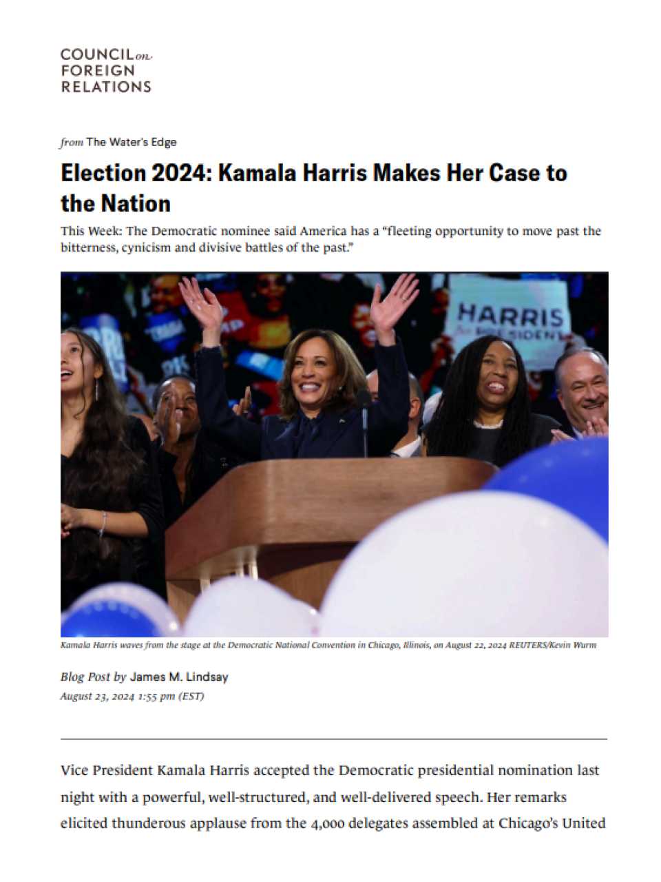 Election 2024: Kamala Harris Makes Her Case to the Nation