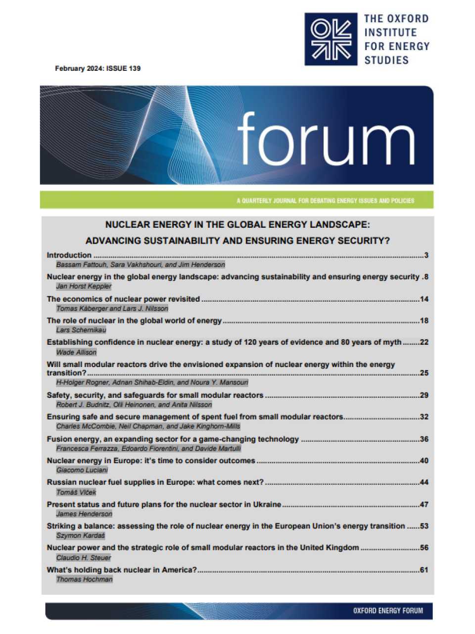 Nuclear energy in the global energy landscape: advancing sustainability and ensuring energy security?