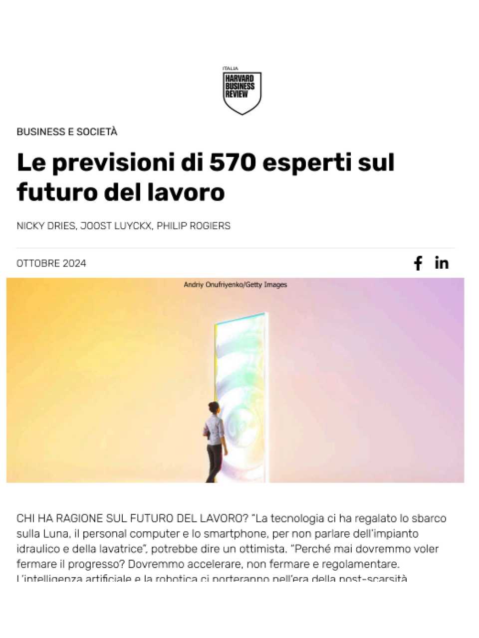Le previsioni di 570 esperti sul futuro del lavoro