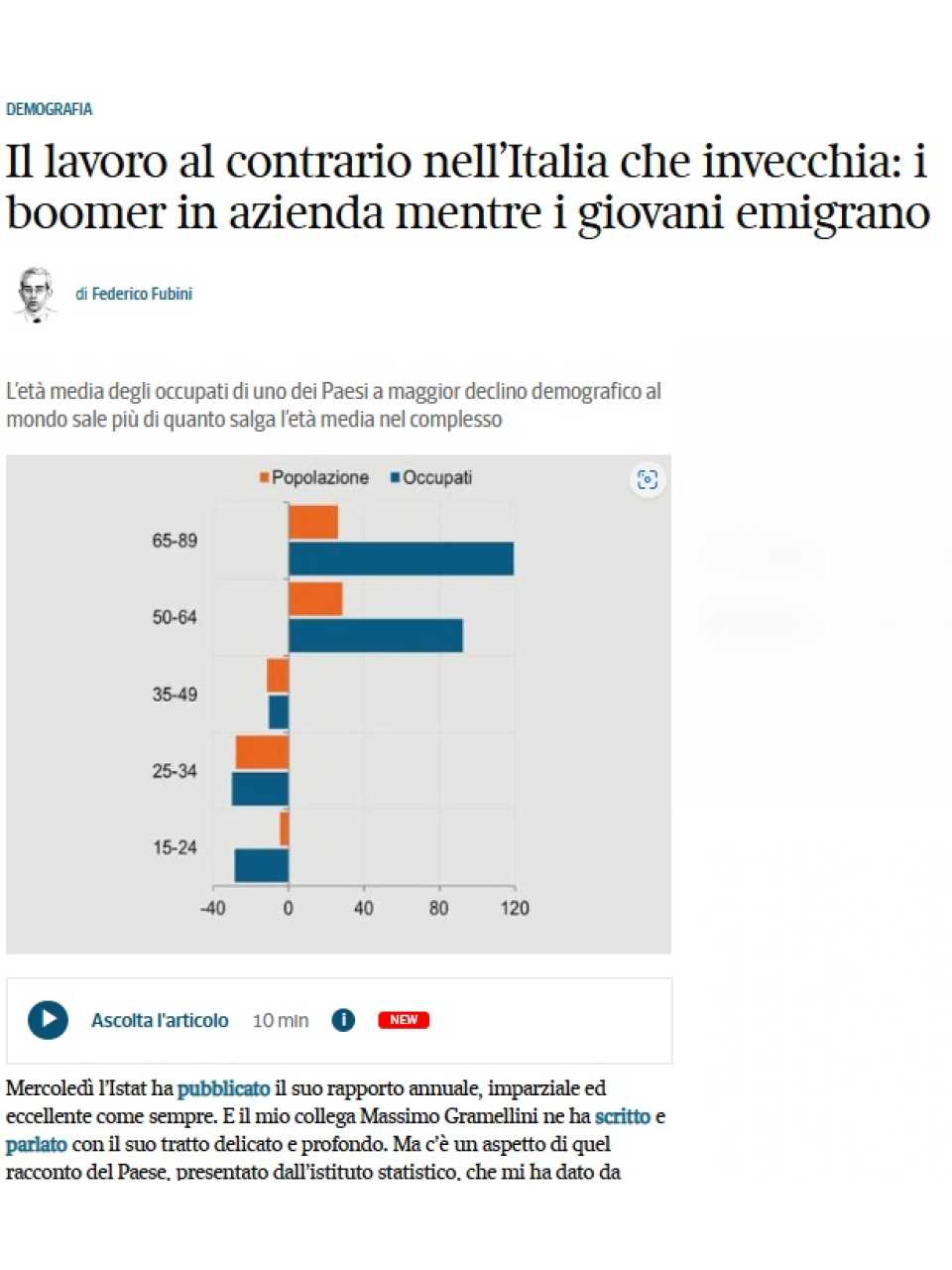 Il lavoro al contrario nell’Italia che invecchia: i boomer in azienda mentre i giovani emigrano