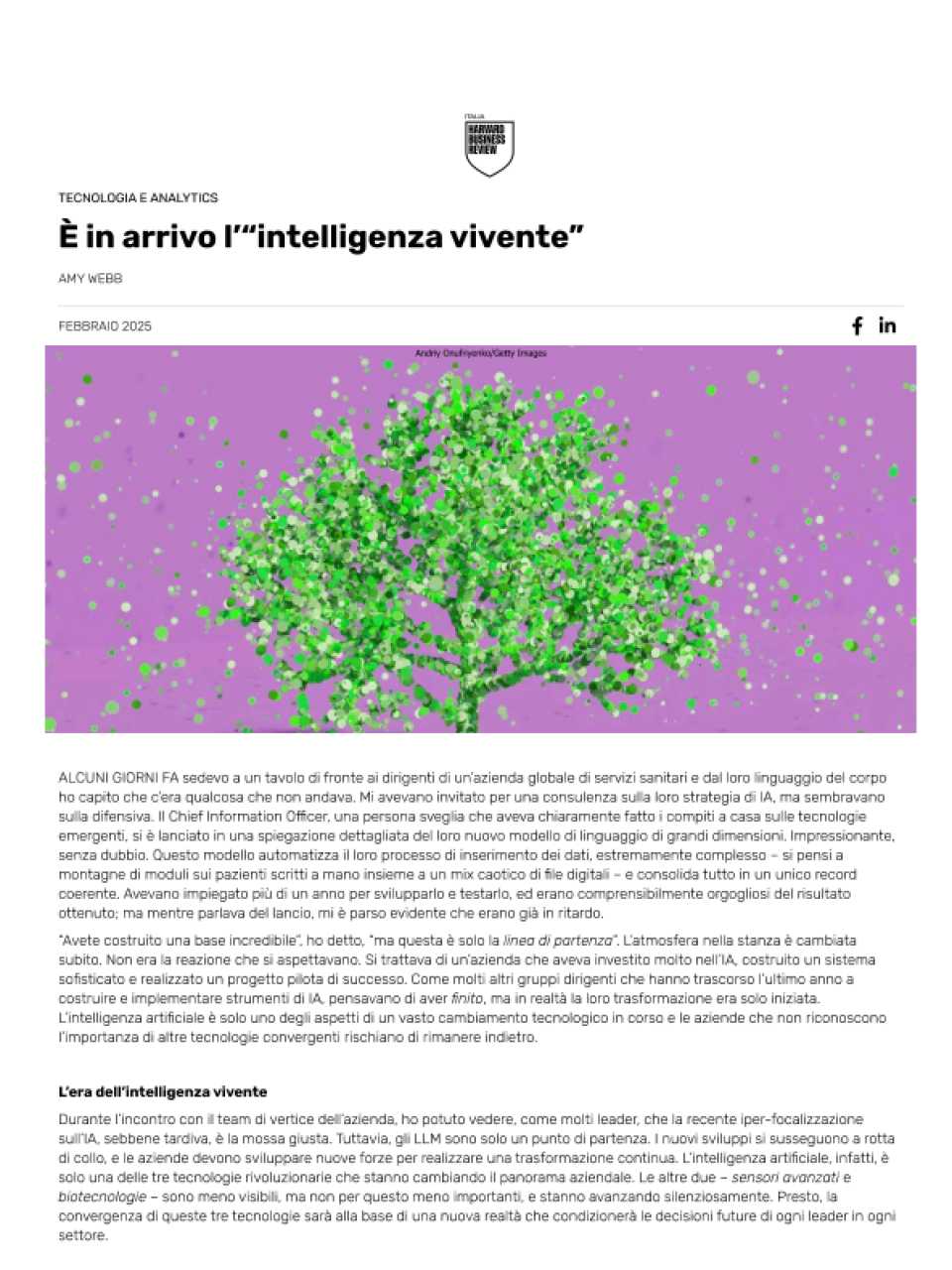 È in arrivo l’“intelligenza vivente”