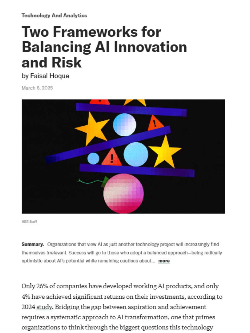 Two frameworks for balancing AI innovation and risk