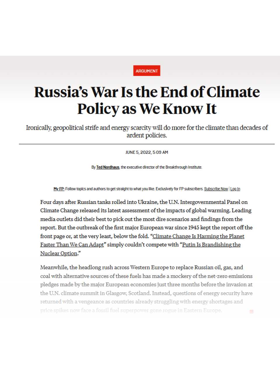 Russia’s war is the end of climate policy as we know it