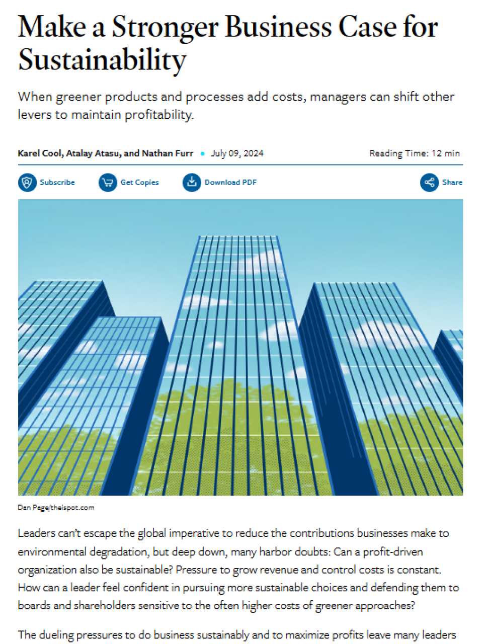 Make a stronger business case for sustainability