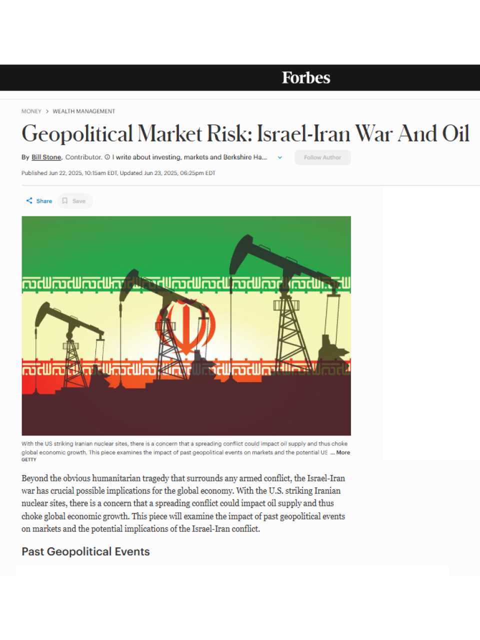 Geopolitical market risk: Israel-Iran war and oil