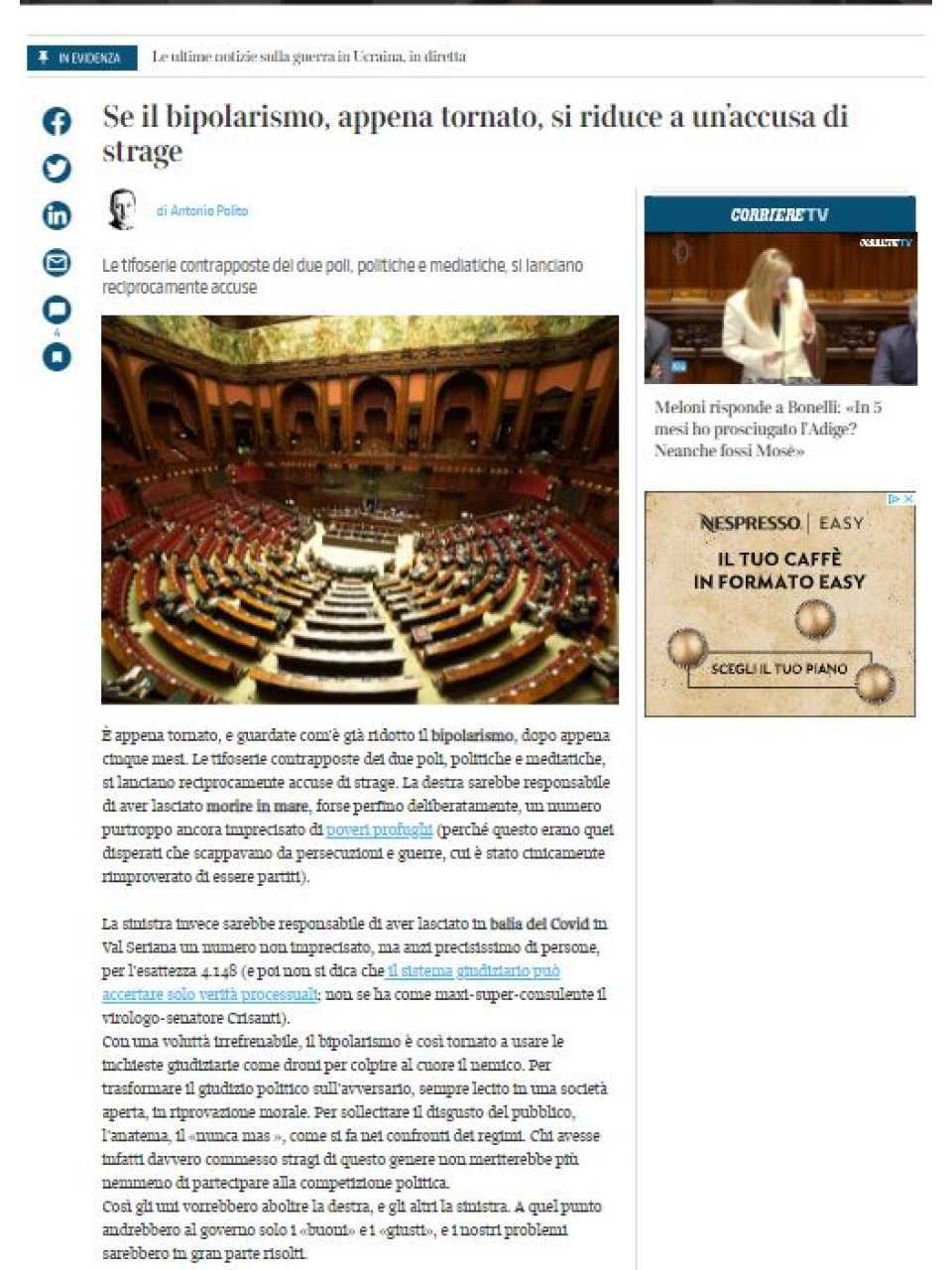 Se il bipolarismo, appena tornato, si riduce a un’accusa di strage