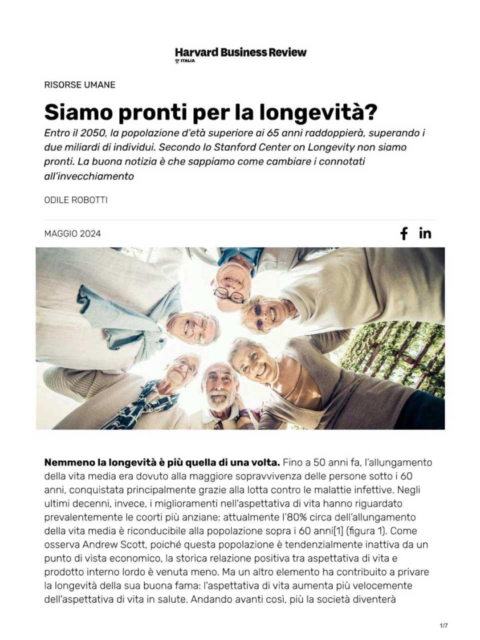 Siamo pronti per la longevità?