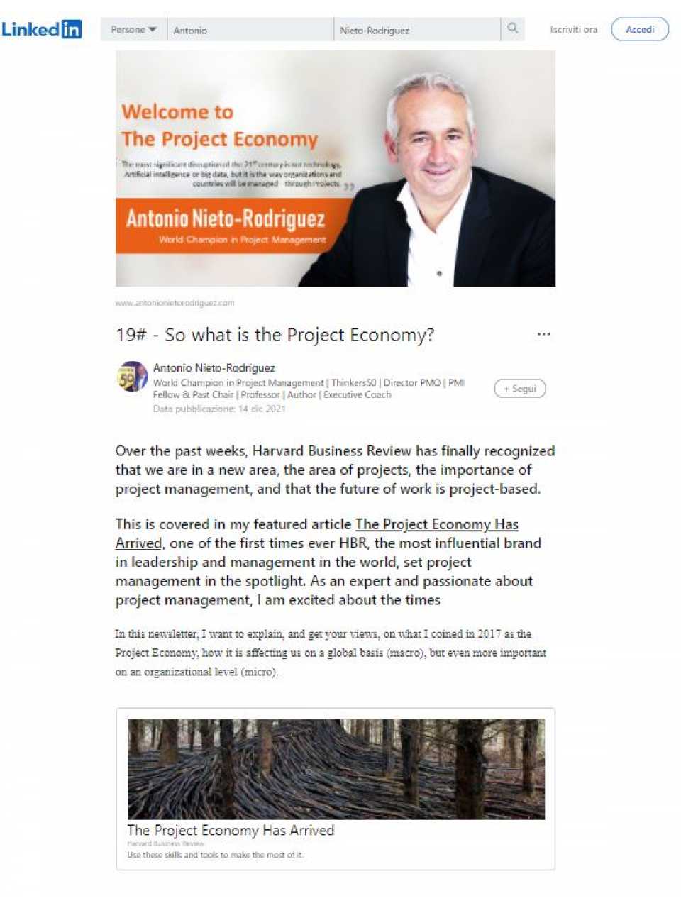 AGGIORNAMENTO PERMANENTEIN PERSON
Reinvented project management: driving successful projects in the new project economy