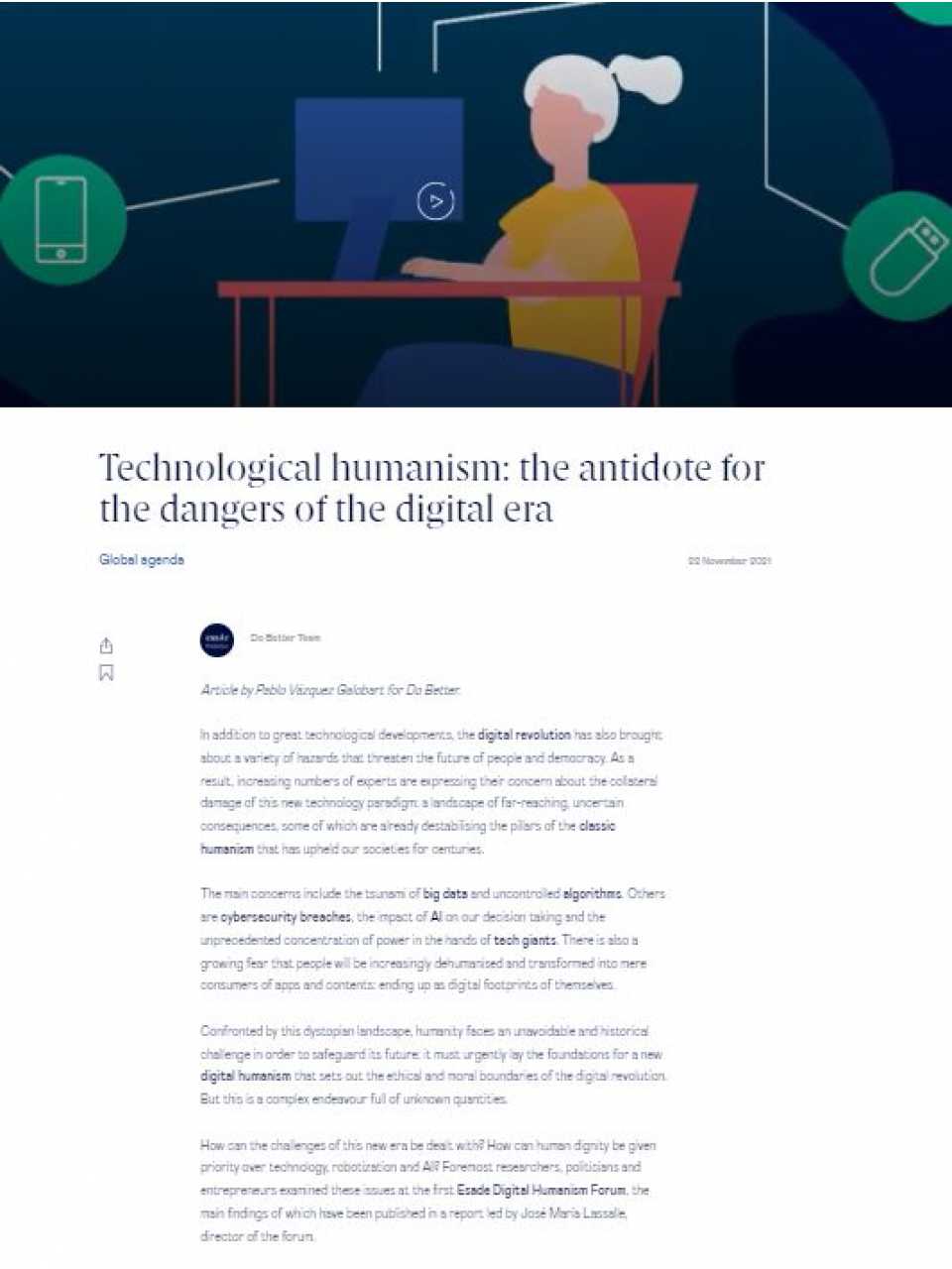Technological humanism: the antidote for the dangers of the digital era