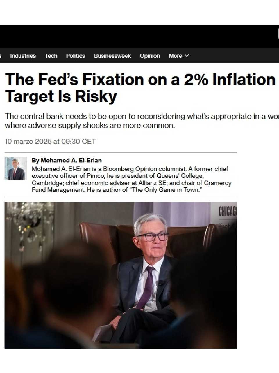 The fed’s fixation on a 2% inflation target is risky