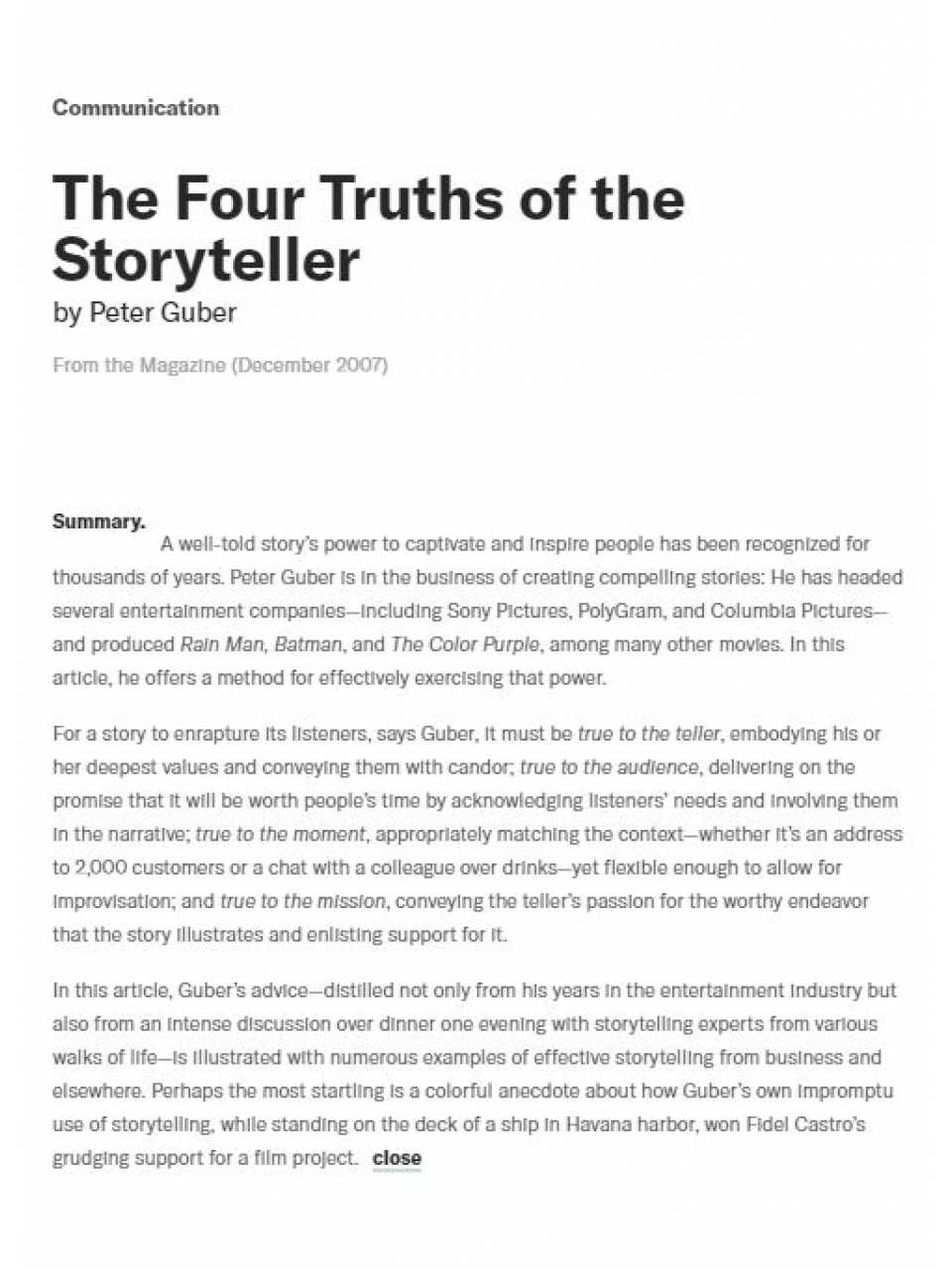 The four truths of the storyteller