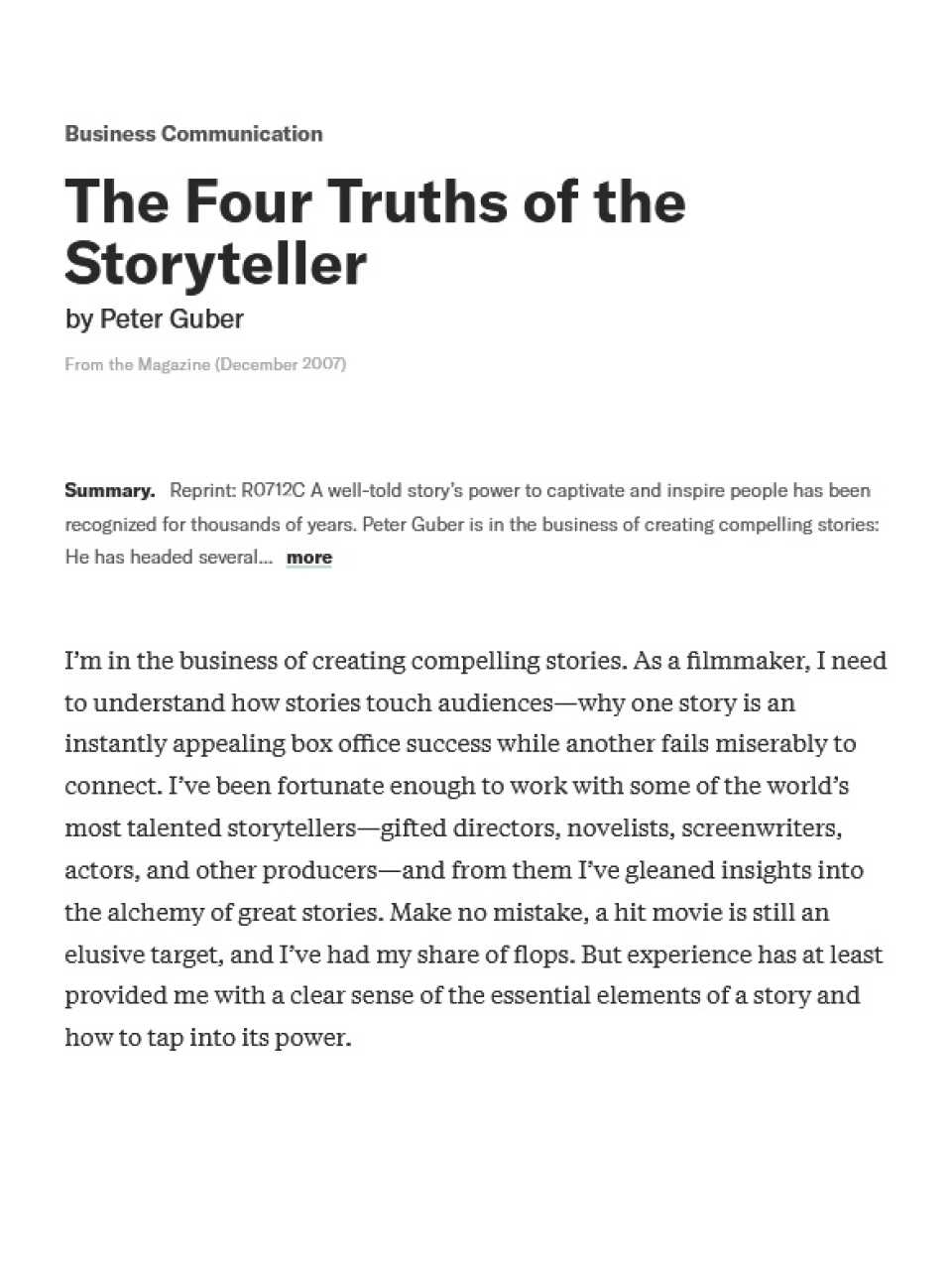 Ther four truths of the storyteller