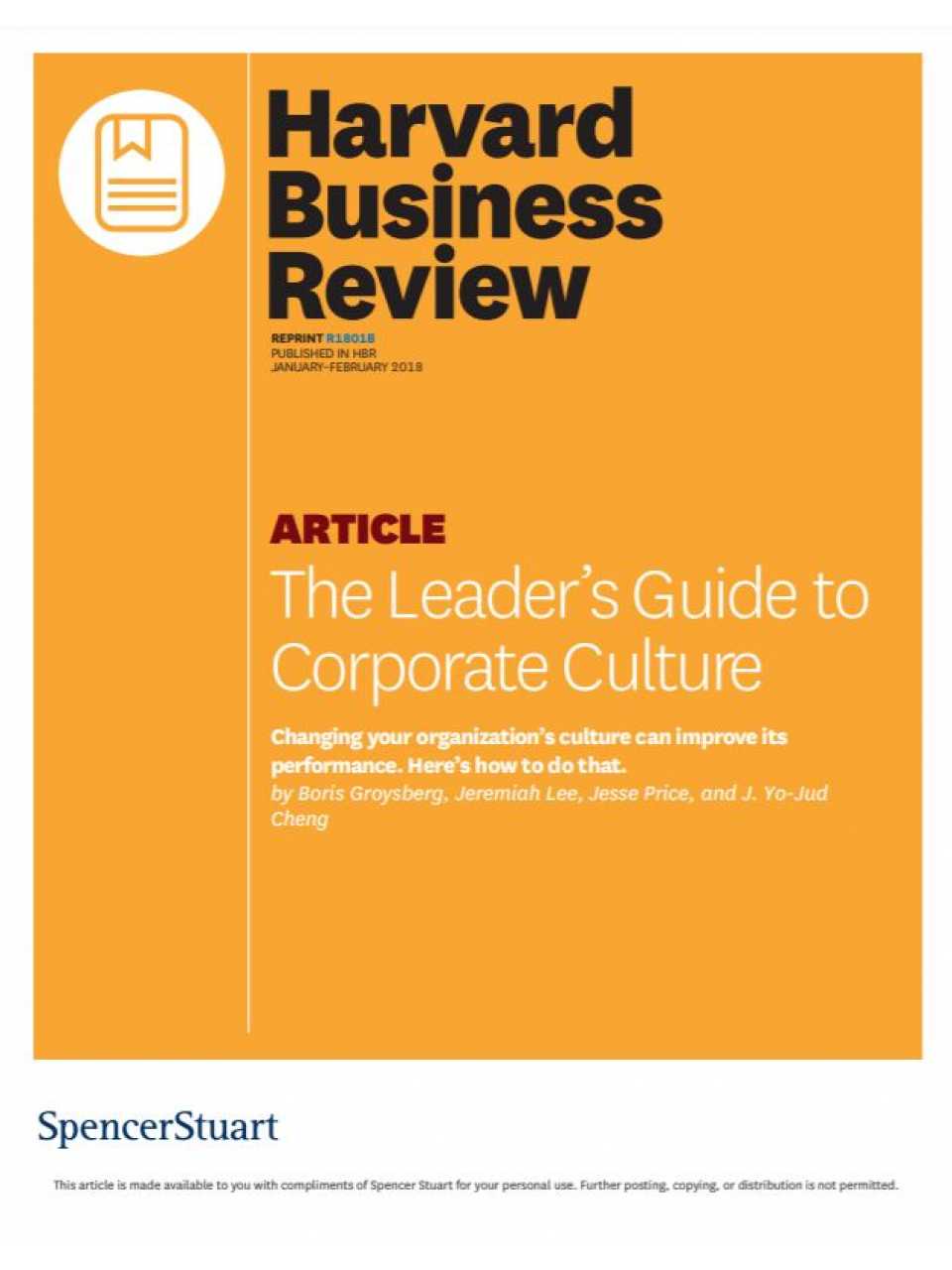 The leader's guide to corporate culture