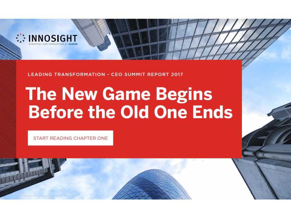 The new game begins before the old one ends. CEO Summit - Chapter 1