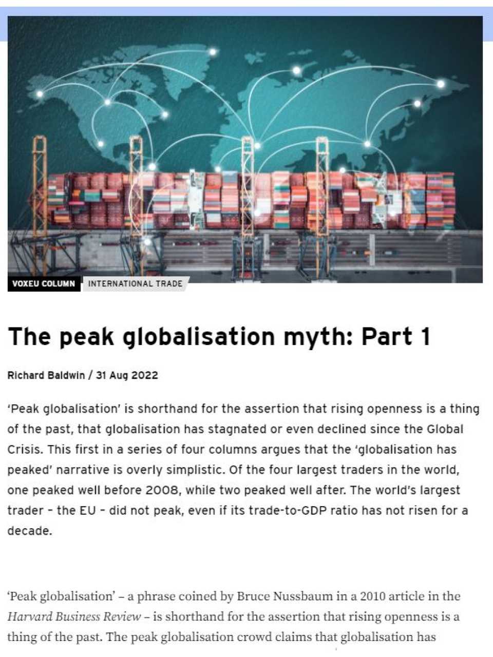The peak globalisation myth: Part 1