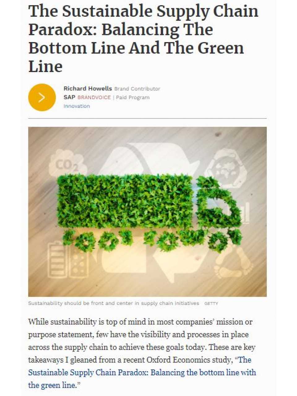 The sustainable supply chain paradox: balancing the bottom line and the green line