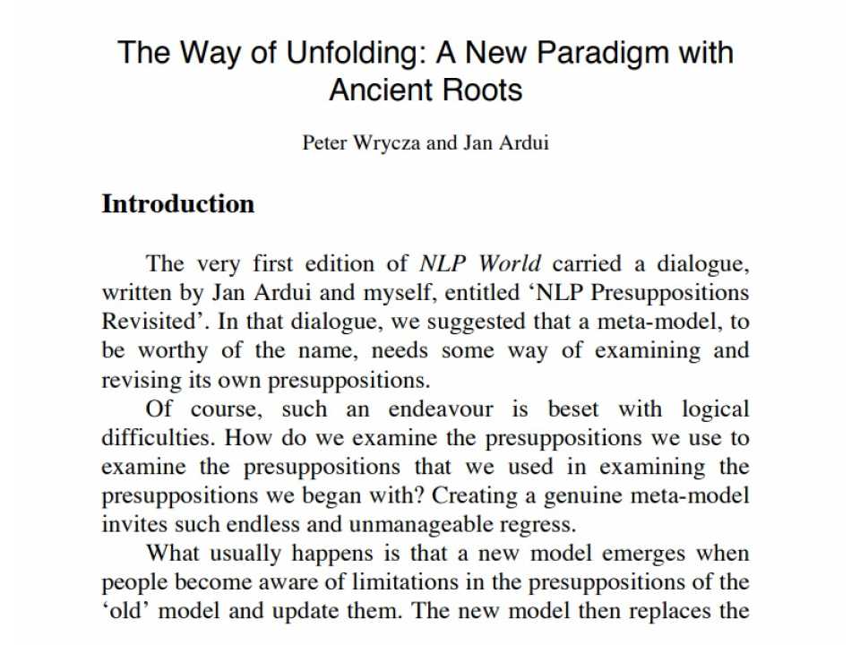 The Way of Unfolding: A New Paradigm with Ancient Roots