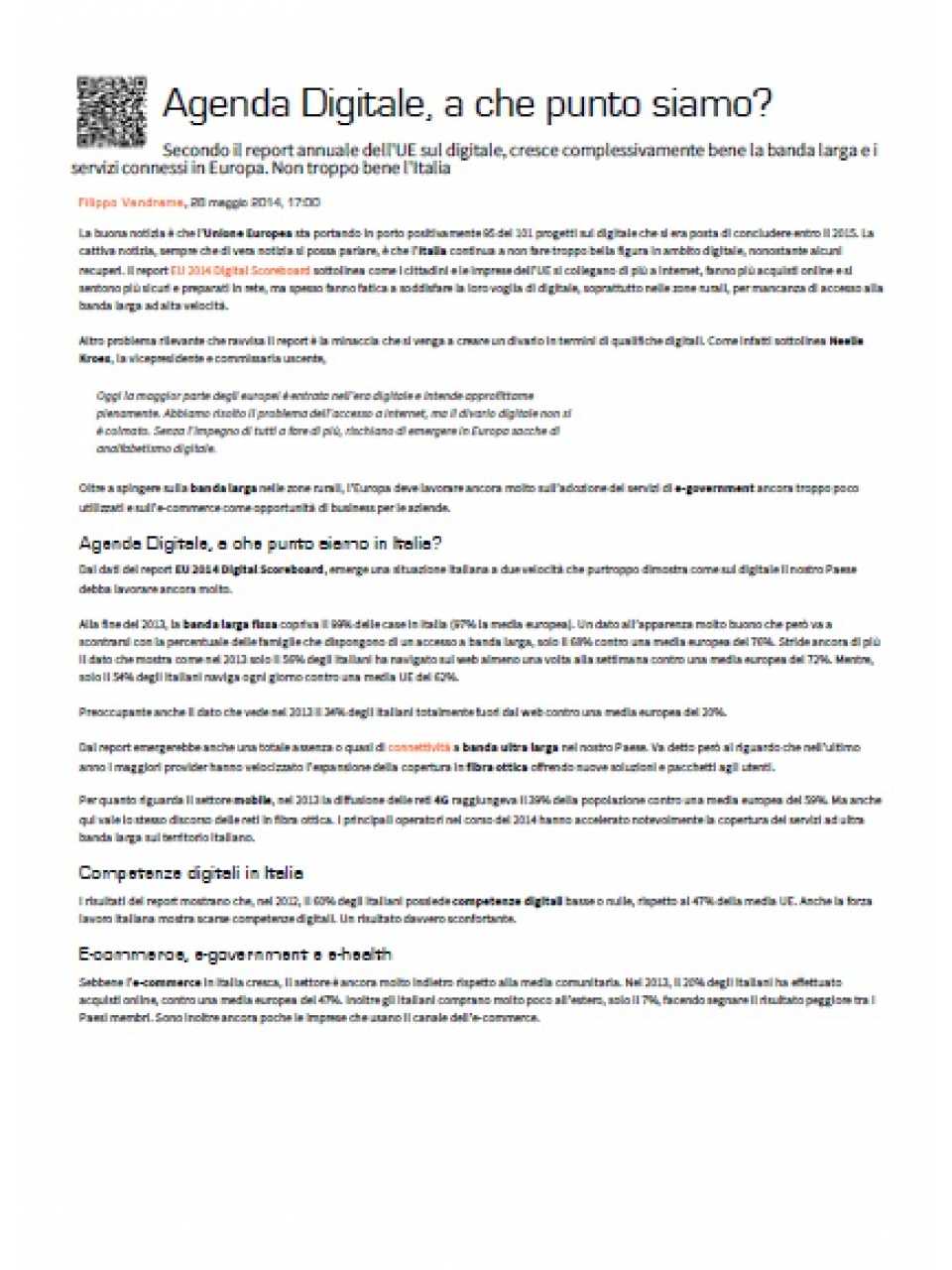 Agenda Digitale, a che punto siamo?
