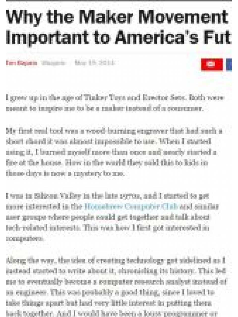 Why the maker movement is important to America's future